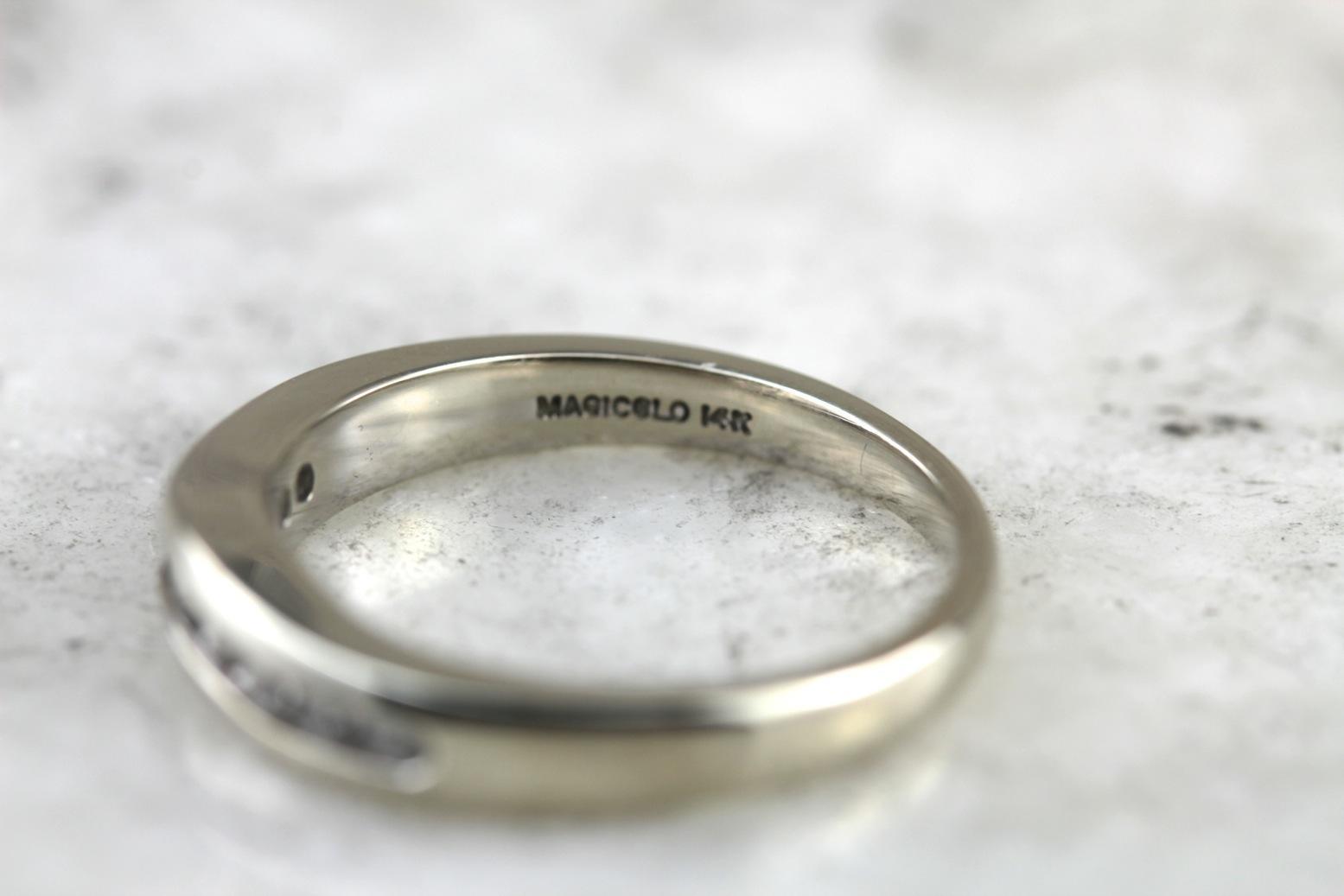 Curved Diamond Band in White Gold, Wedding Ring