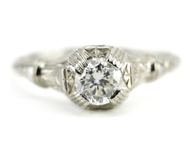 Art Deco Diamond Engagement Lamprey Ring from the Elizabeth Henry Collection