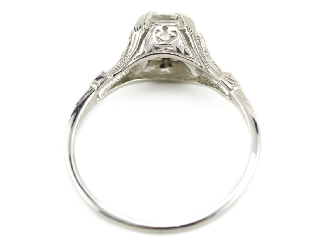 Art Deco Inspired Diamond Engagement Lamprey Ring