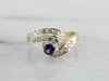 Modernist Purple Sapphire and Diamond Cocktail Ring