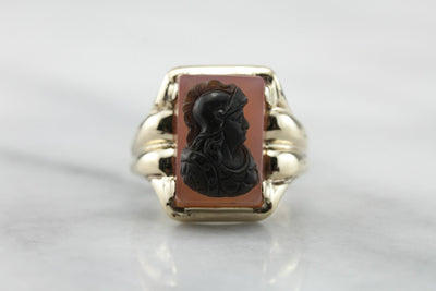 Carnelian Carved Cameo Statement Ring  NA86RL