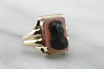 Carnelian Carved Cameo Statement Ring  NA86RL