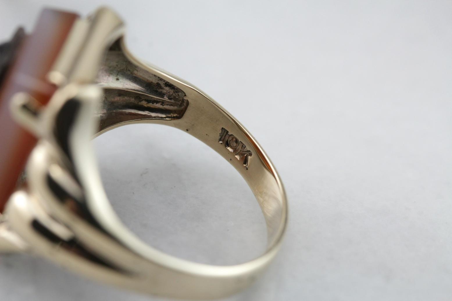 Carnelian Carved Cameo Statement Ring