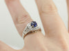 Modern Sapphire and Diamond Halo Anniversary Ring, Contemporary Yet Timeless