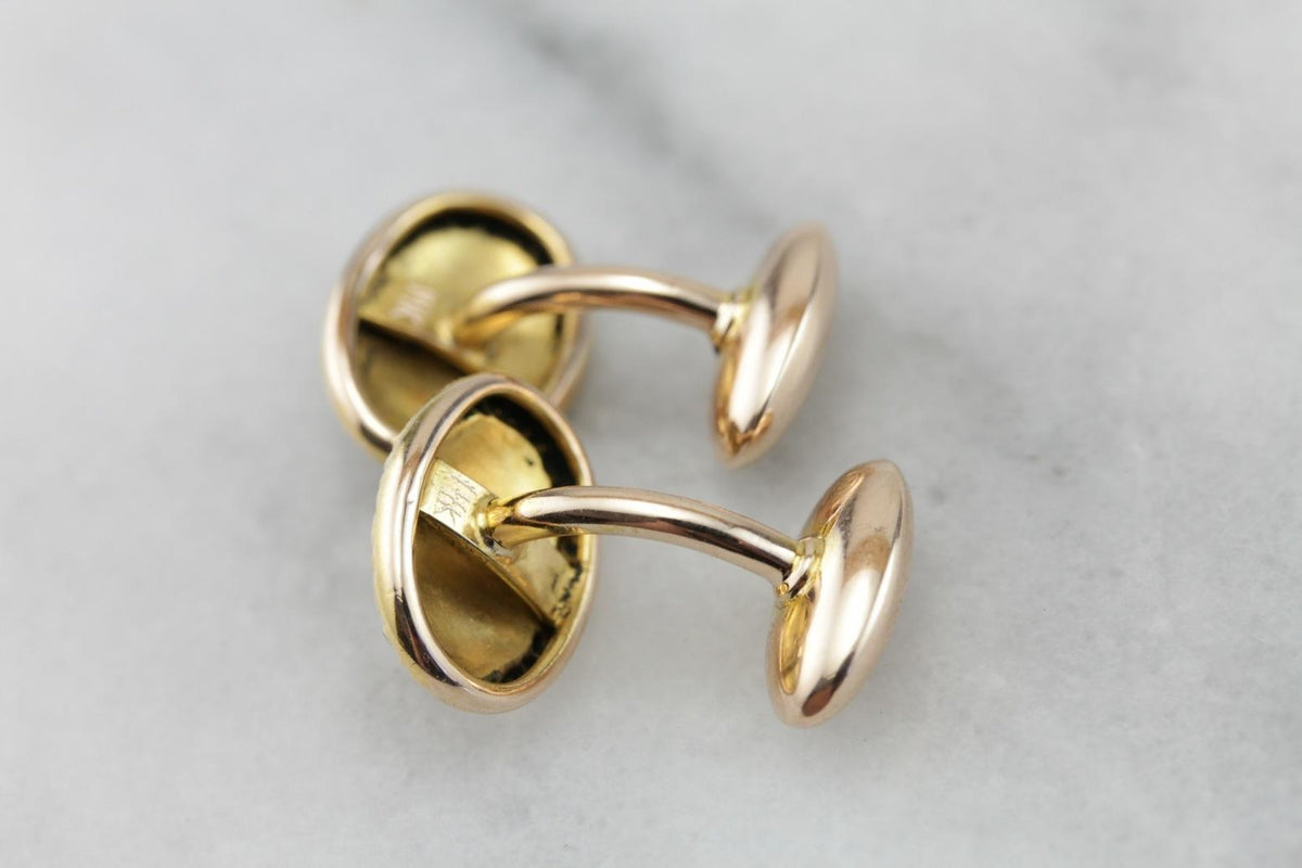 Victorian Era Old English "I" Monogram Rose Gold Cufflinks