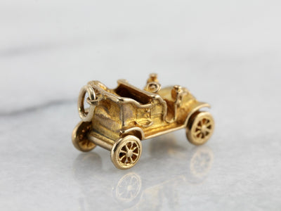 Antique Car Charm Crafted of English Yellow Gold