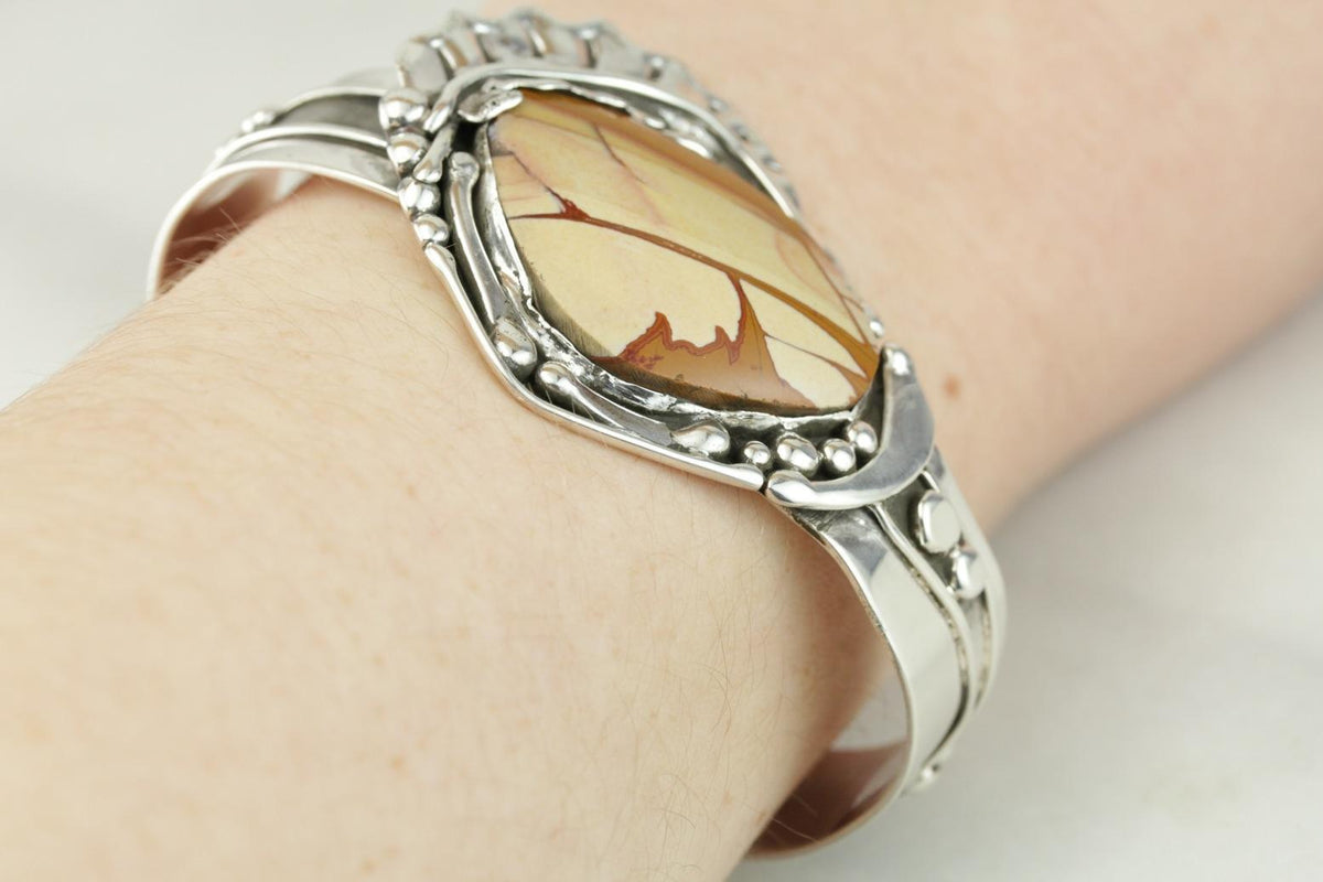 Sterling Silver Fine Landscape Jasper Cuff Bracelet