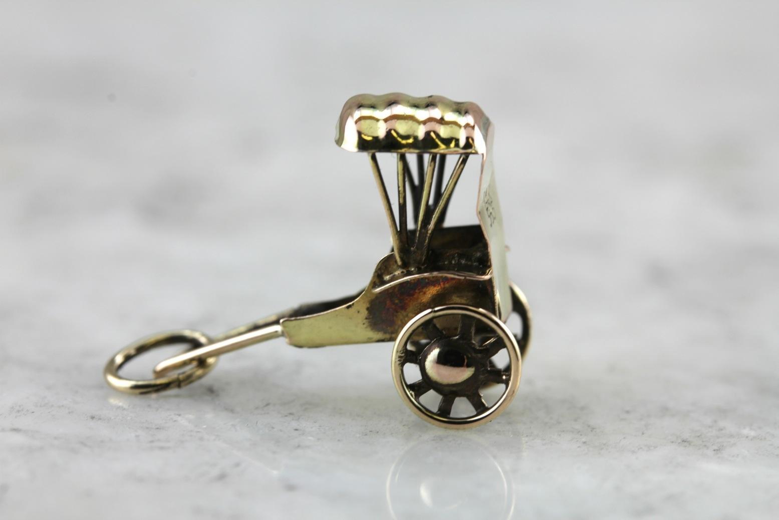 Vintage Rickshaw Cart Charm or Pendant