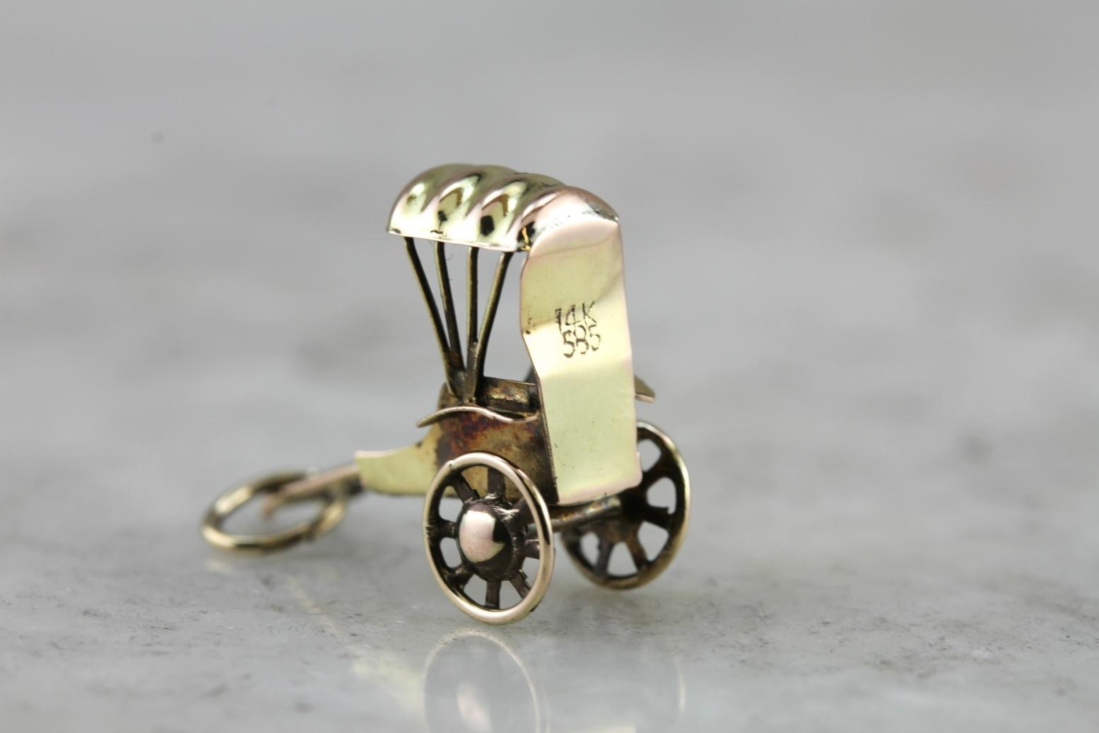 Vintage Rickshaw Cart Charm or Pendant