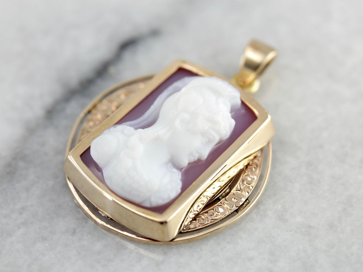 Vintage Sardonyx Cameo Pendant Beautifully Carved Roman Women