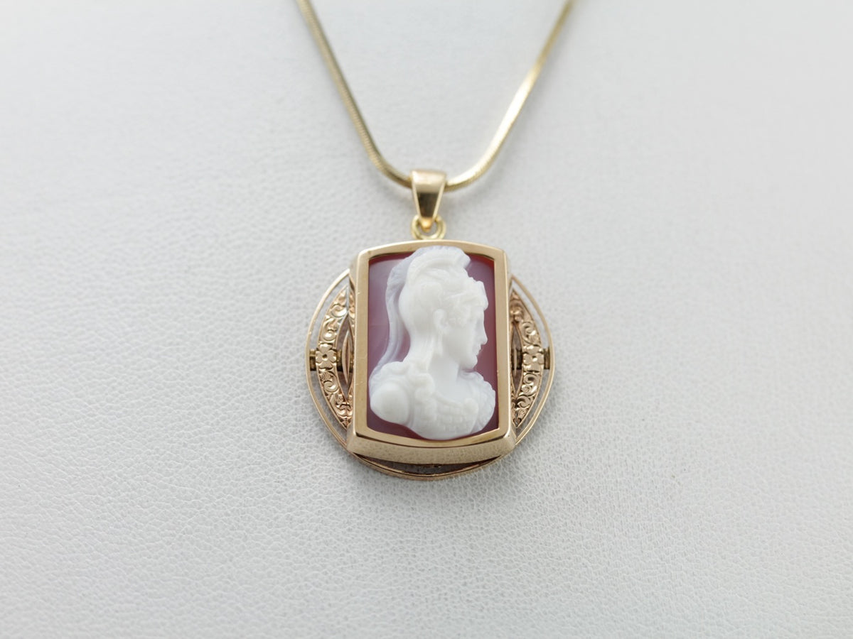 Vintage Sardonyx Cameo Pendant Beautifully Carved Roman Women