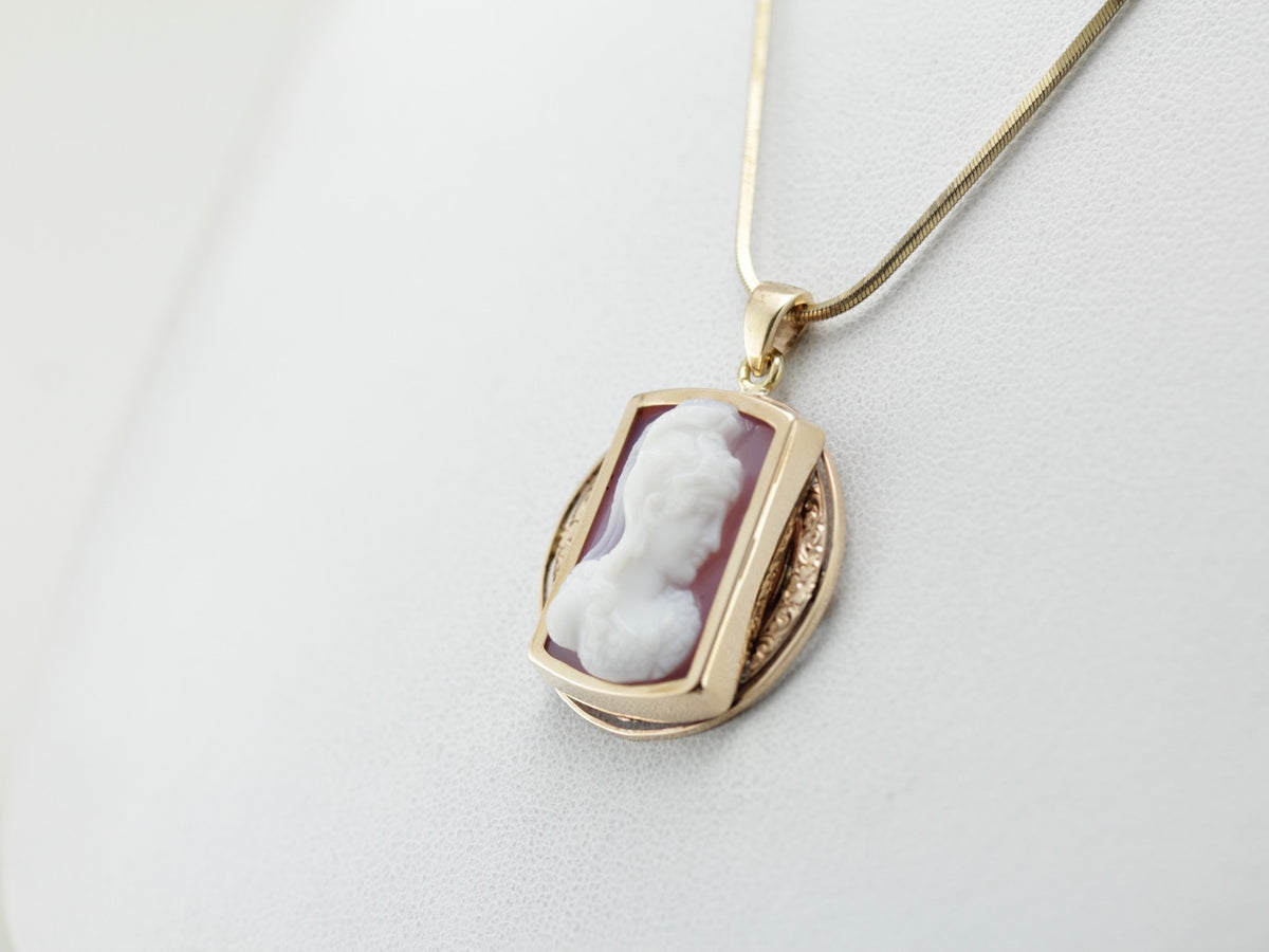 Vintage Sardonyx Cameo Pendant Beautifully Carved Roman Women