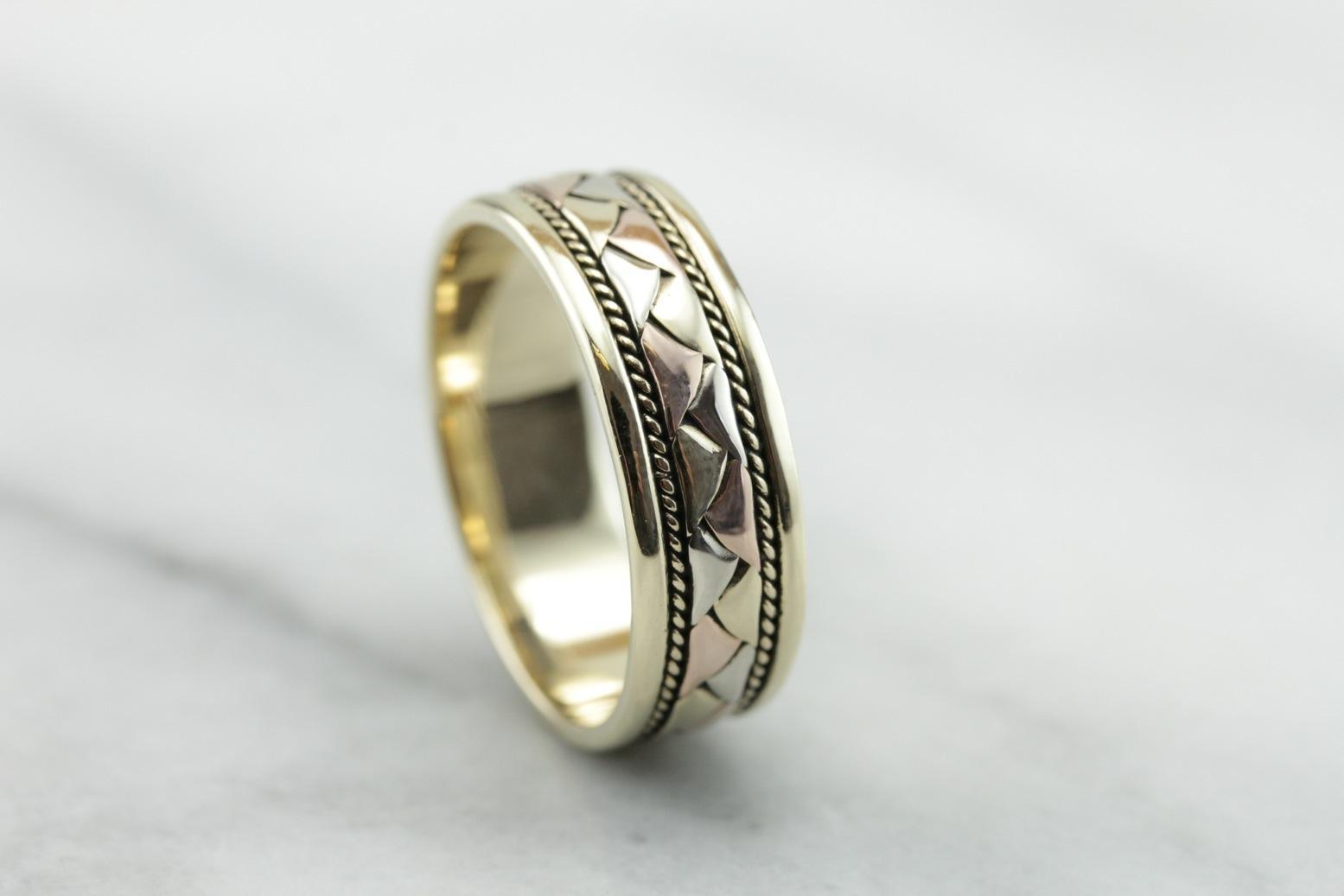 His and Hers, Men's Tri-Color Pattern Band