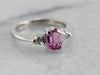Bright Pink Sapphire In Contemporary Platinum Engagement Ring