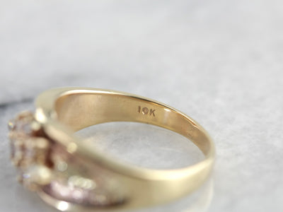 Radiant Champagne Diamond Ring in Yellow Gold, Gorgeous Engagement Alternative