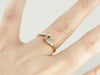 Dainty Demantoid Garnet and Diamond Flower Ring, Bypass Style