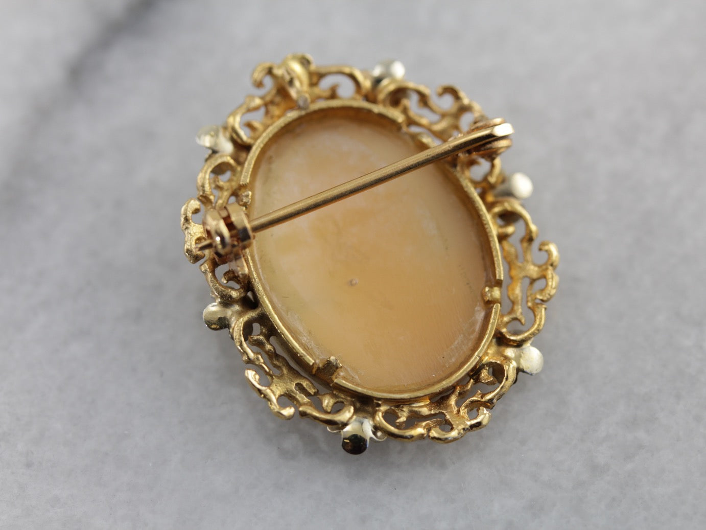 Vintage Cameo Brooch with Lovely Floral Frame