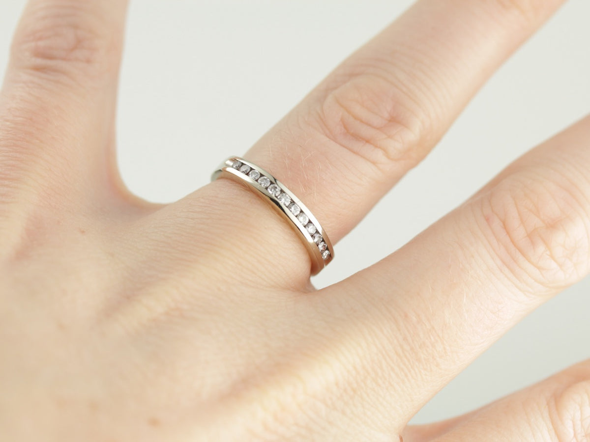 White Gold and Diamond Channel Set Wedding Band