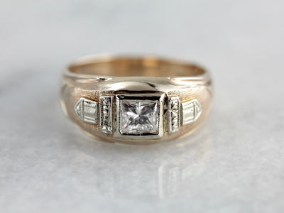 Art Deco to Mid Century Band with Square Cut Diamond