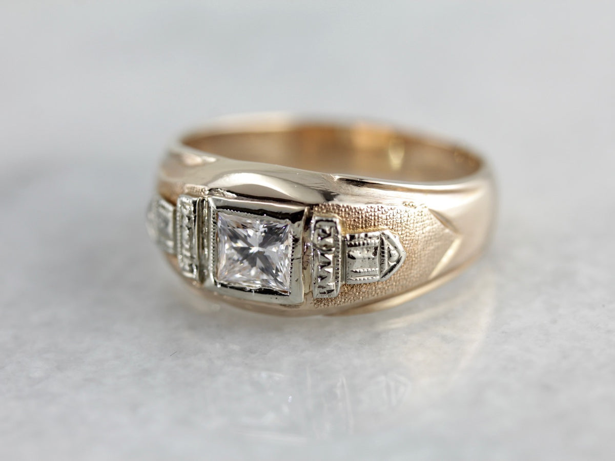 Art Deco to Mid Century Band with Square Cut Diamond