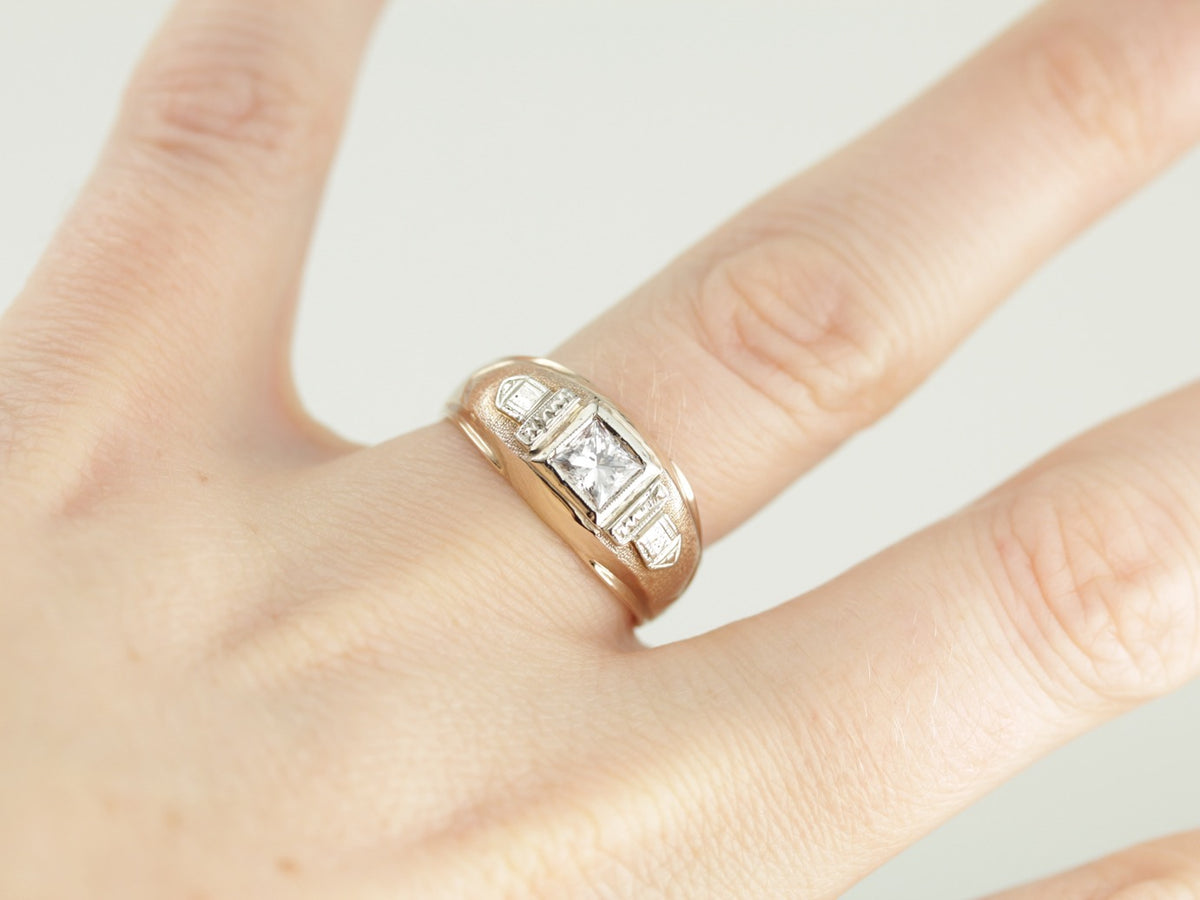 Art Deco to Mid Century Band with Square Cut Diamond