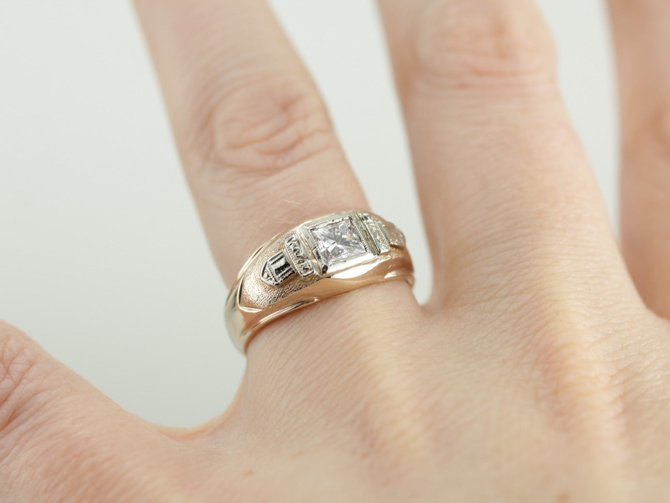 Art Deco to Mid Century Band with Square Cut Diamond