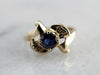 Vintage Retro Bow Ring with Sapphire Center