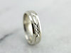 Retro Art Carved White Gold Faceted Center Wedding Band