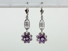 Bright Amethyst Drop Earrings with Simple Filigree Accents in White Gold