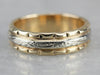 Vintage Yellow and White Gold Patterned Wedding Band