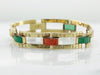 Vintage Carnelian Green Onyx Gold Link Bracelet