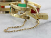 Vintage Carnelian Green Onyx Gold Link Bracelet