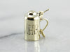 Beer Stein Charm Engraved "HB" in Green Gold