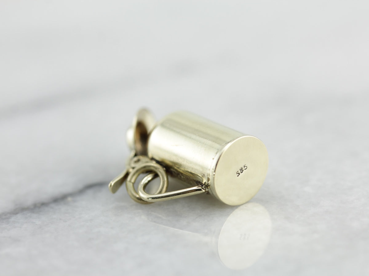 Beer Stein Charm Engraved "HB" in Green Gold