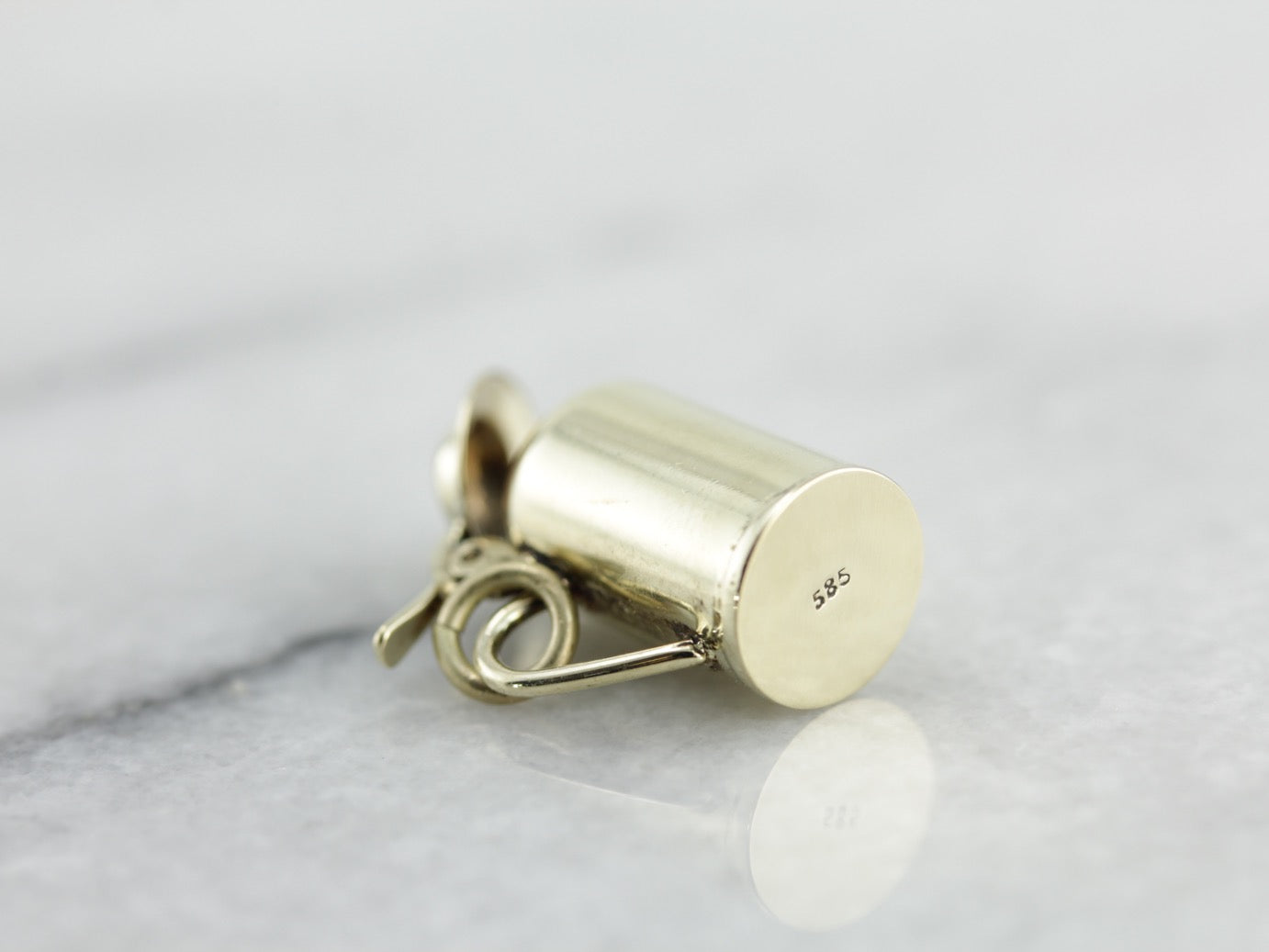 Beer Stein Charm Engraved "HB" in Green Gold