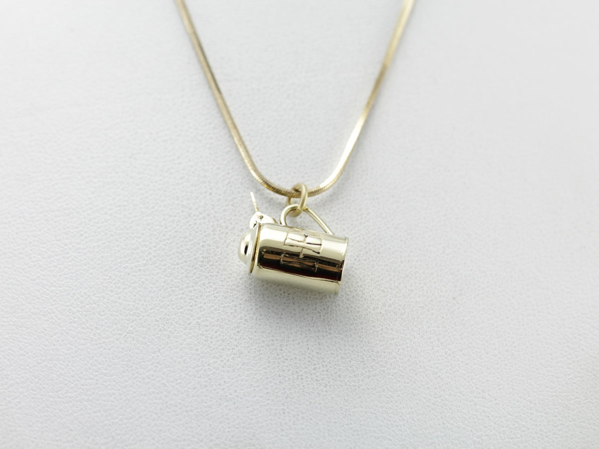 Beer Stein Charm Engraved "HB" in Green Gold