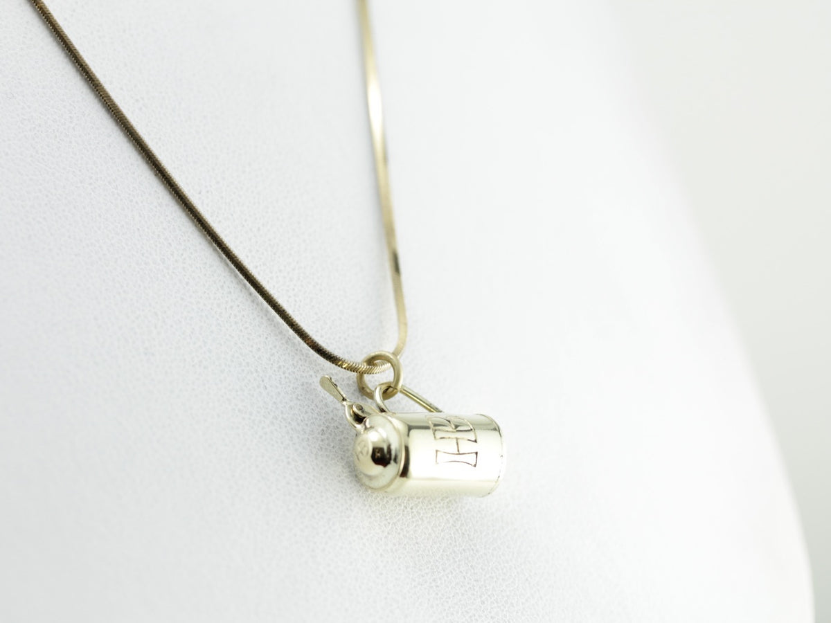 Beer Stein Charm Engraved "HB" in Green Gold