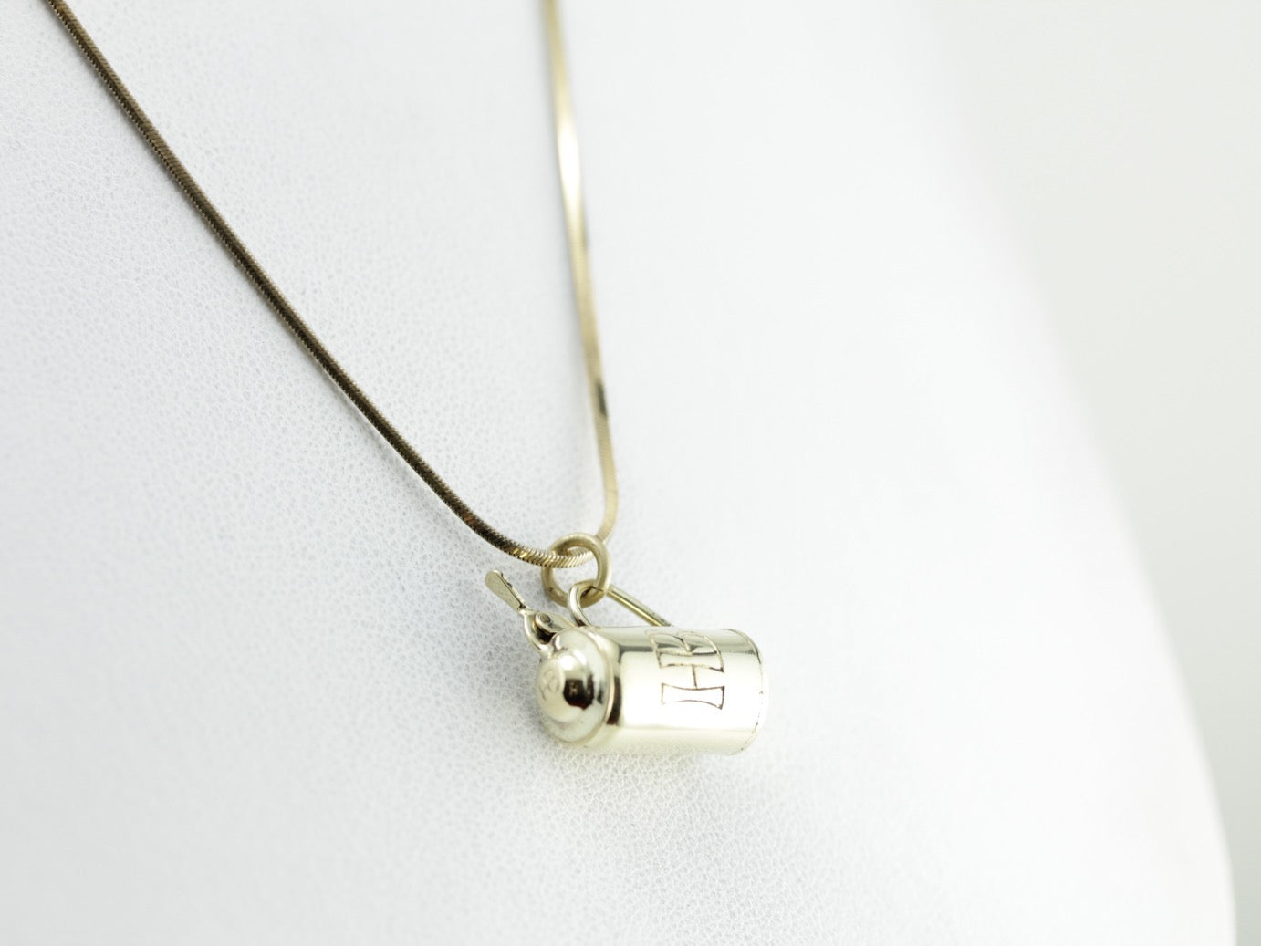 Beer Stein Charm Engraved "HB" in Green Gold