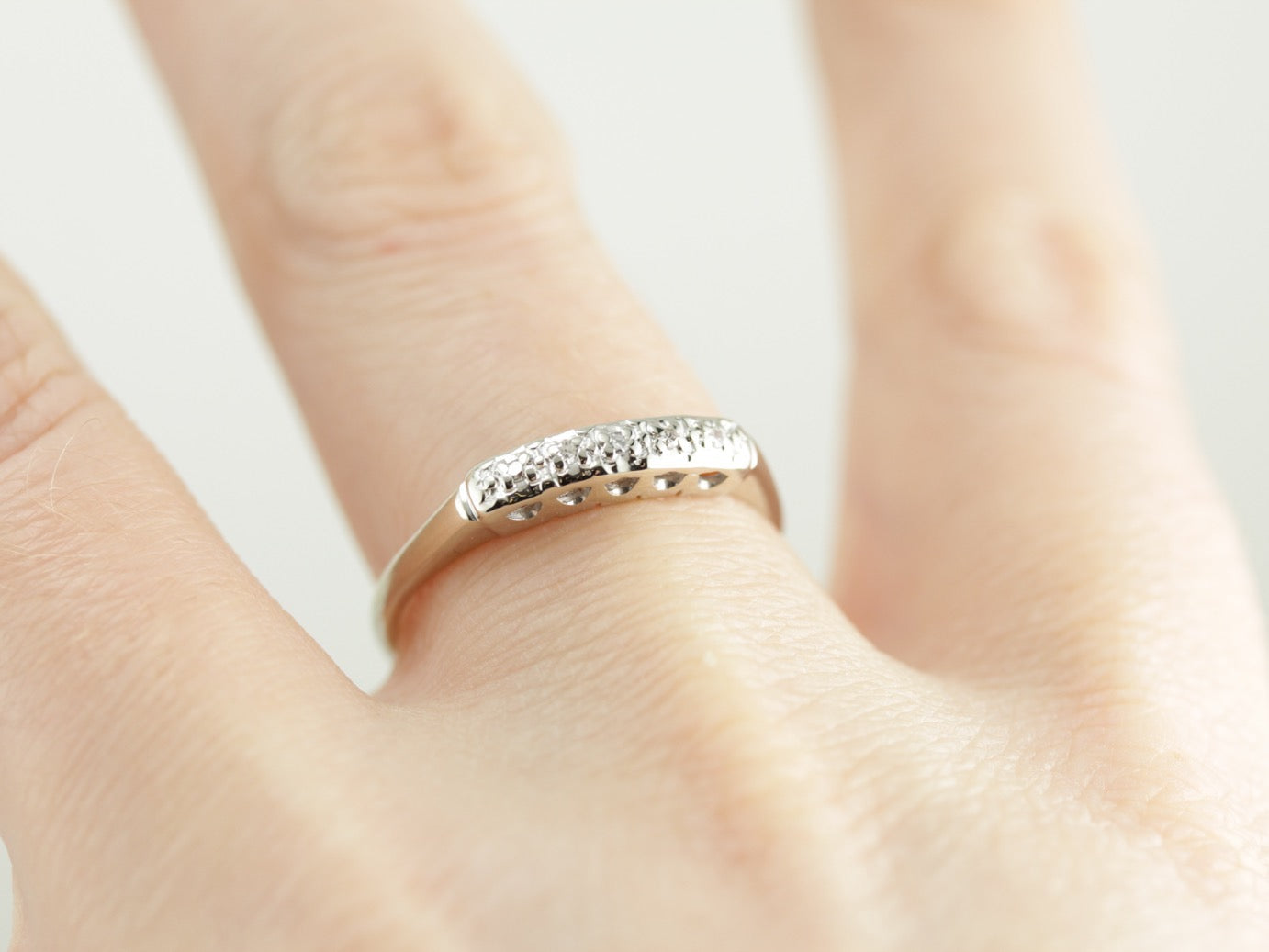 Five Diamond White Gold Wedding Band