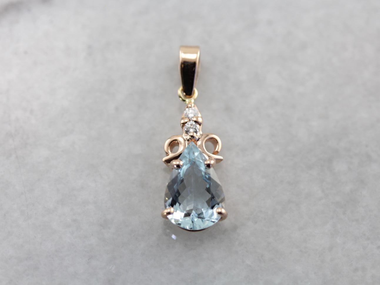 Aquamarine and Diamond Drop Pendant