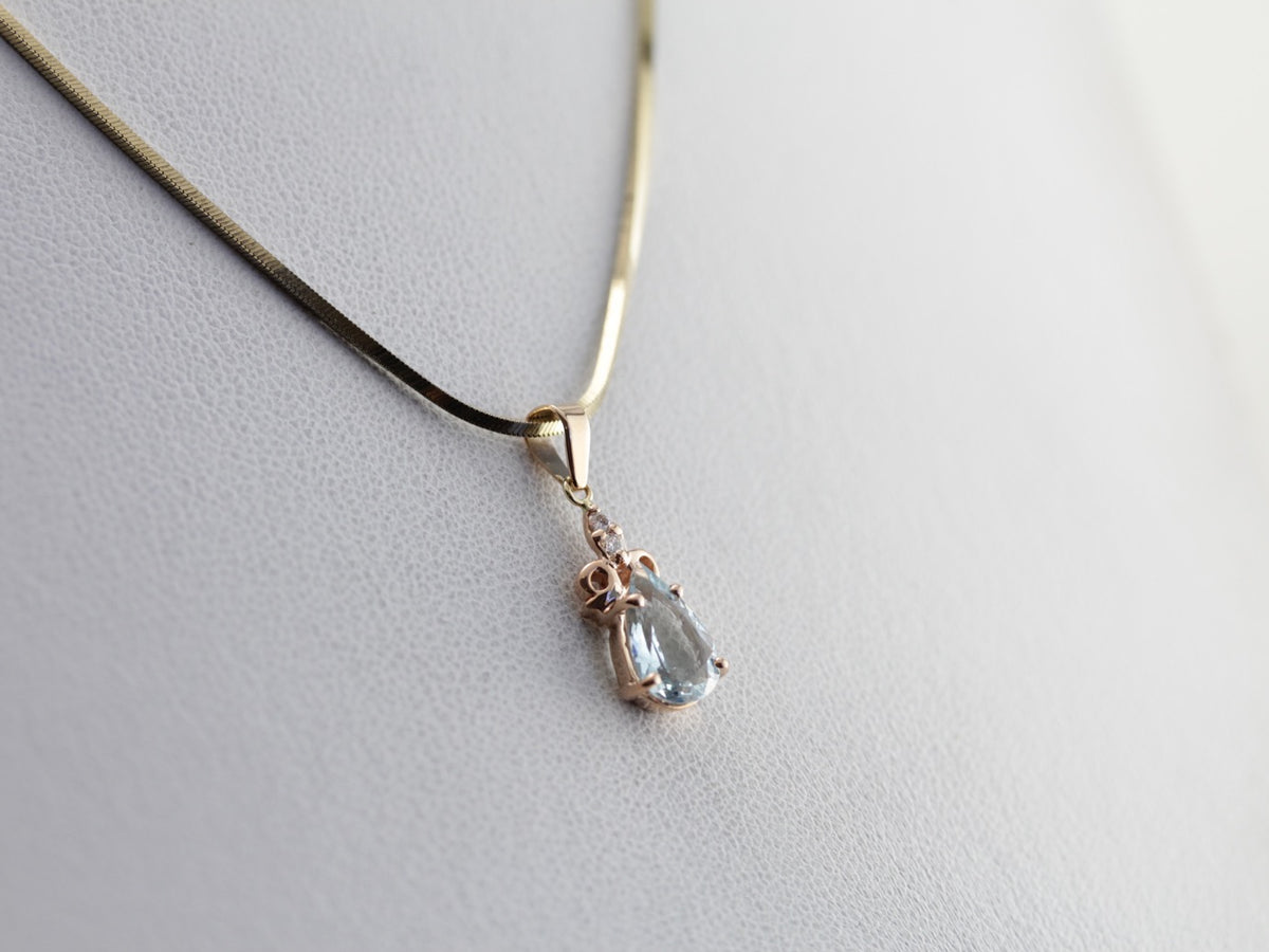 Aquamarine and Diamond Drop Pendant