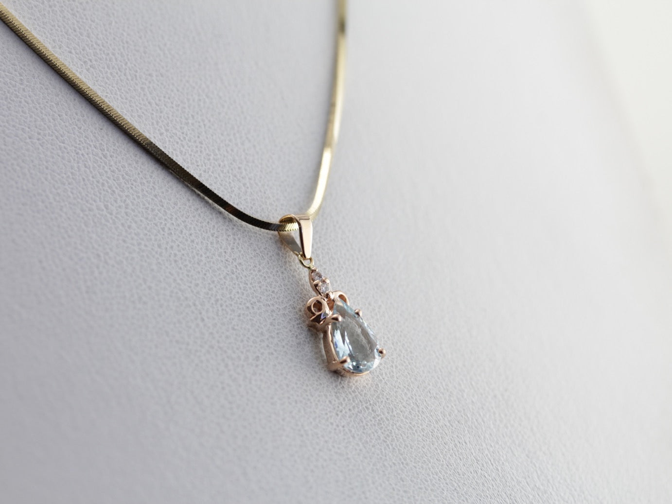 Aquamarine and Diamond Drop Pendant