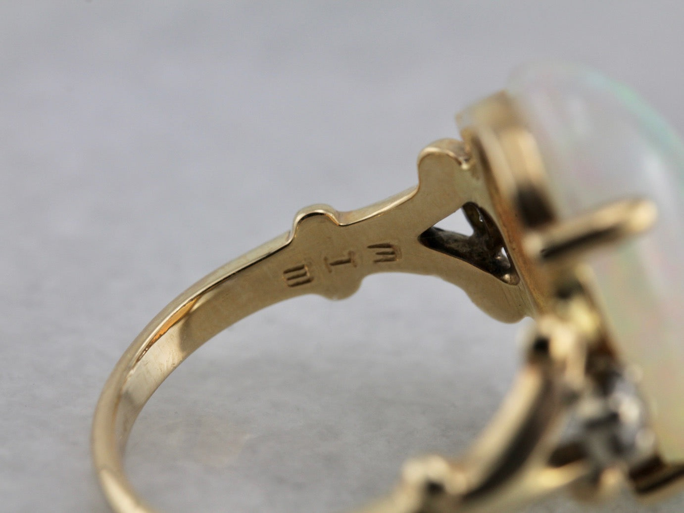 Outstanding Opal Dinner Ring with Diamond Accents