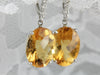 Large Citrine and Diamond White Gold Drop Earrings