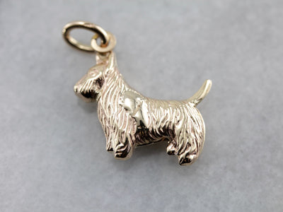 Sweet Scottish Terrier Charm or Pendant in Yellow Gold