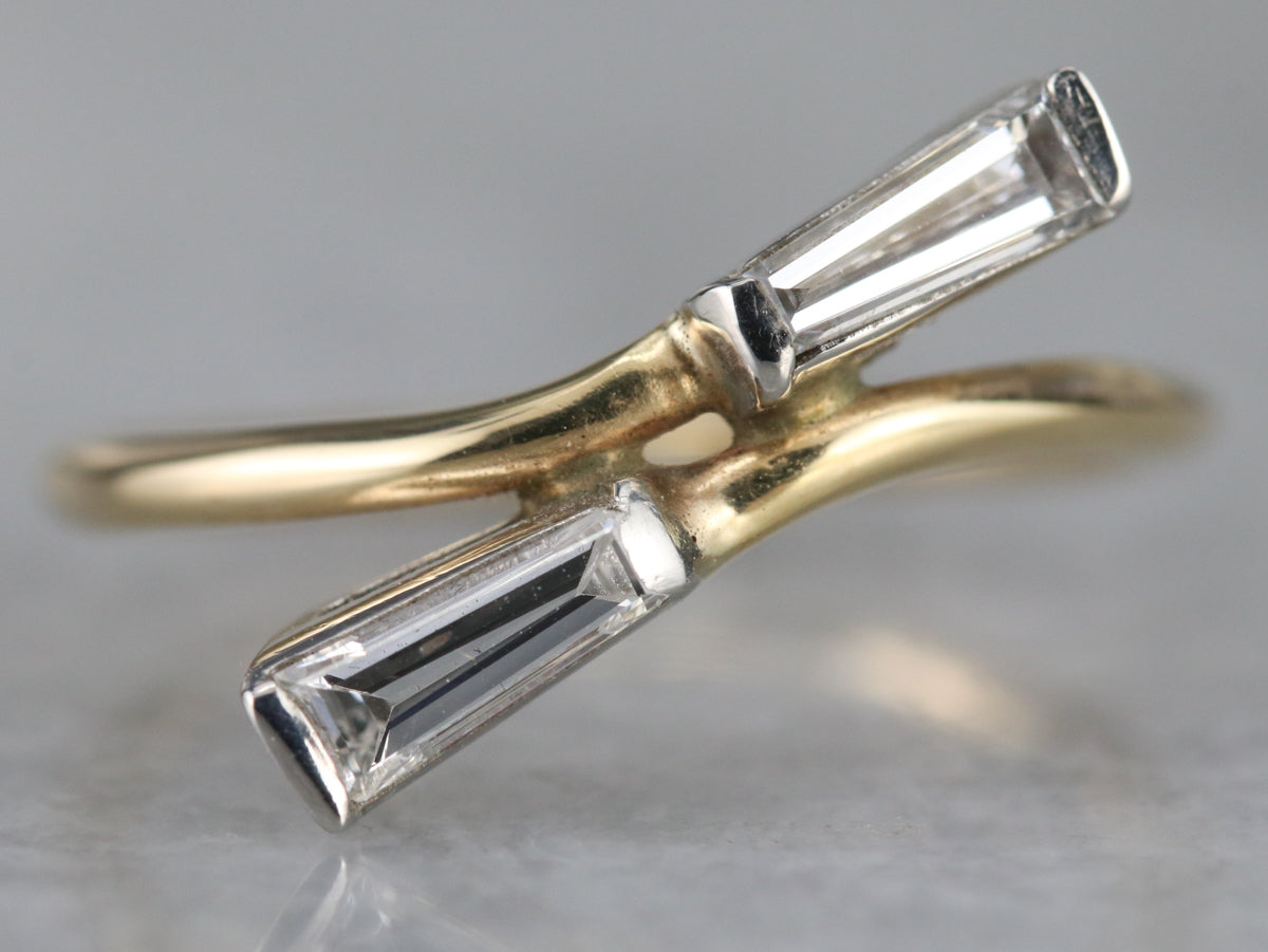 Vintage Diamond Baguette Bypass Ring