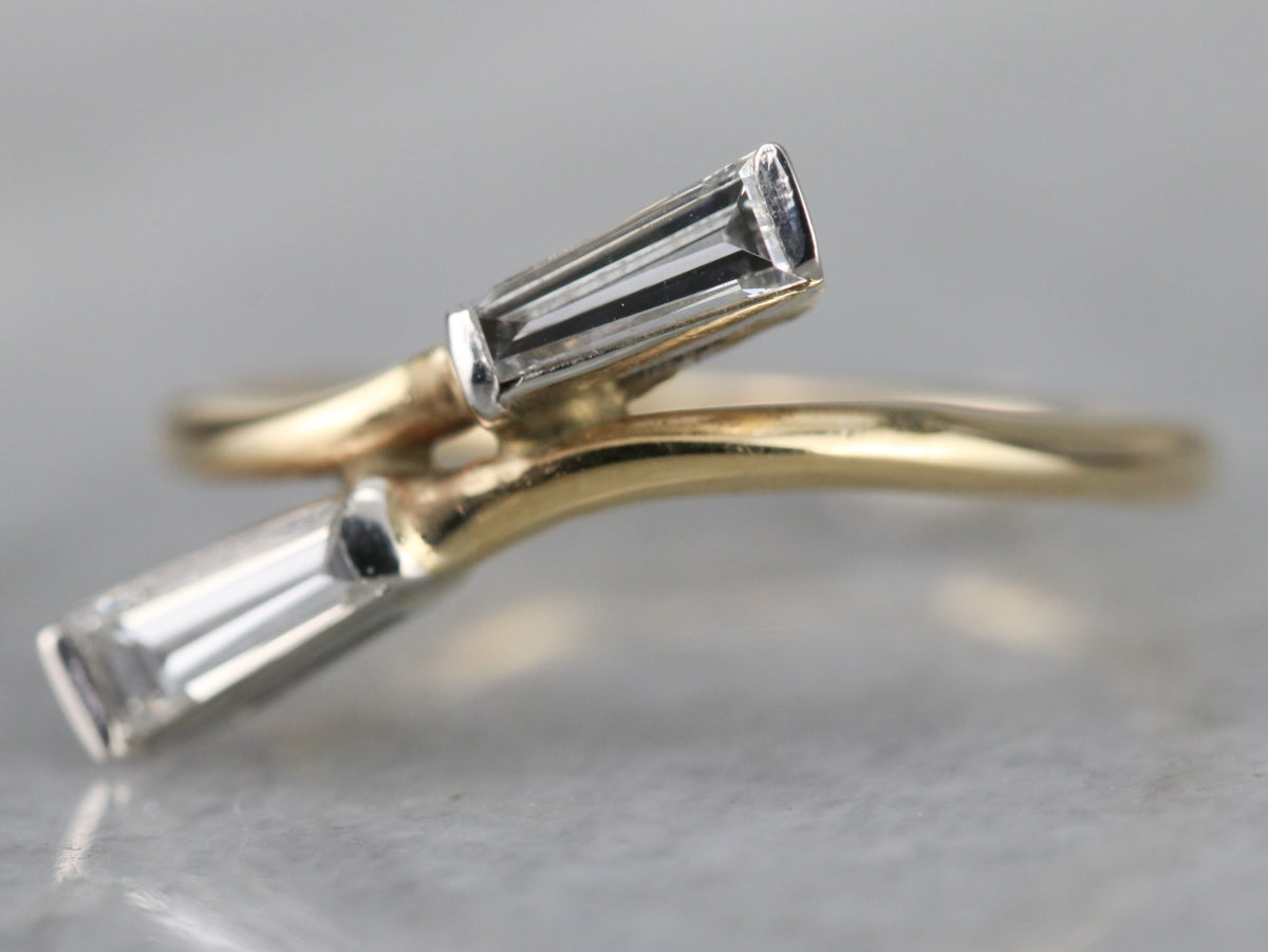 Vintage Diamond Baguette Bypass Ring
