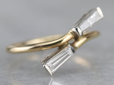 Vintage Diamond Baguette Bypass Ring