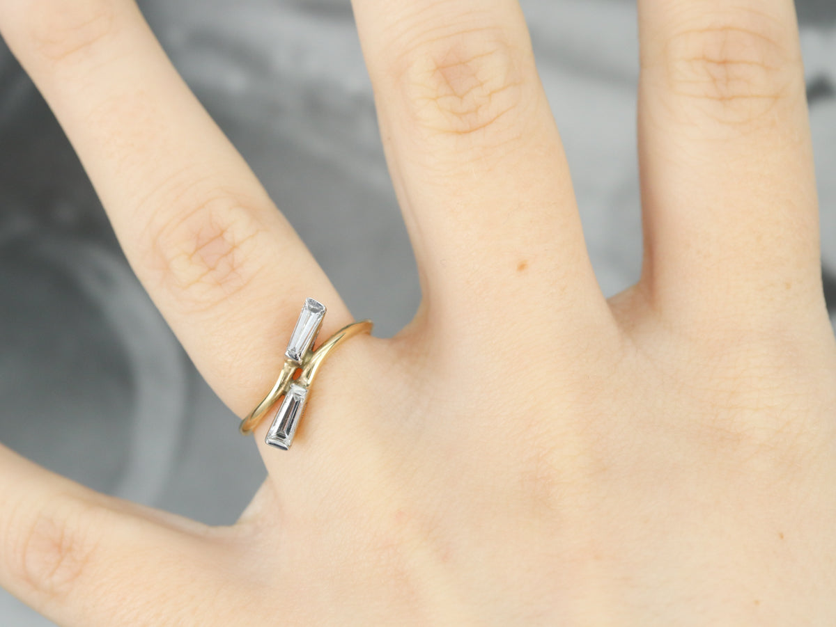 Vintage Diamond Baguette Bypass Ring