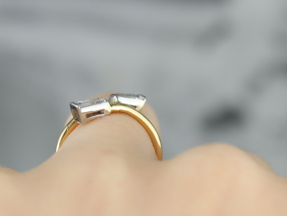 Vintage Diamond Baguette Bypass Ring